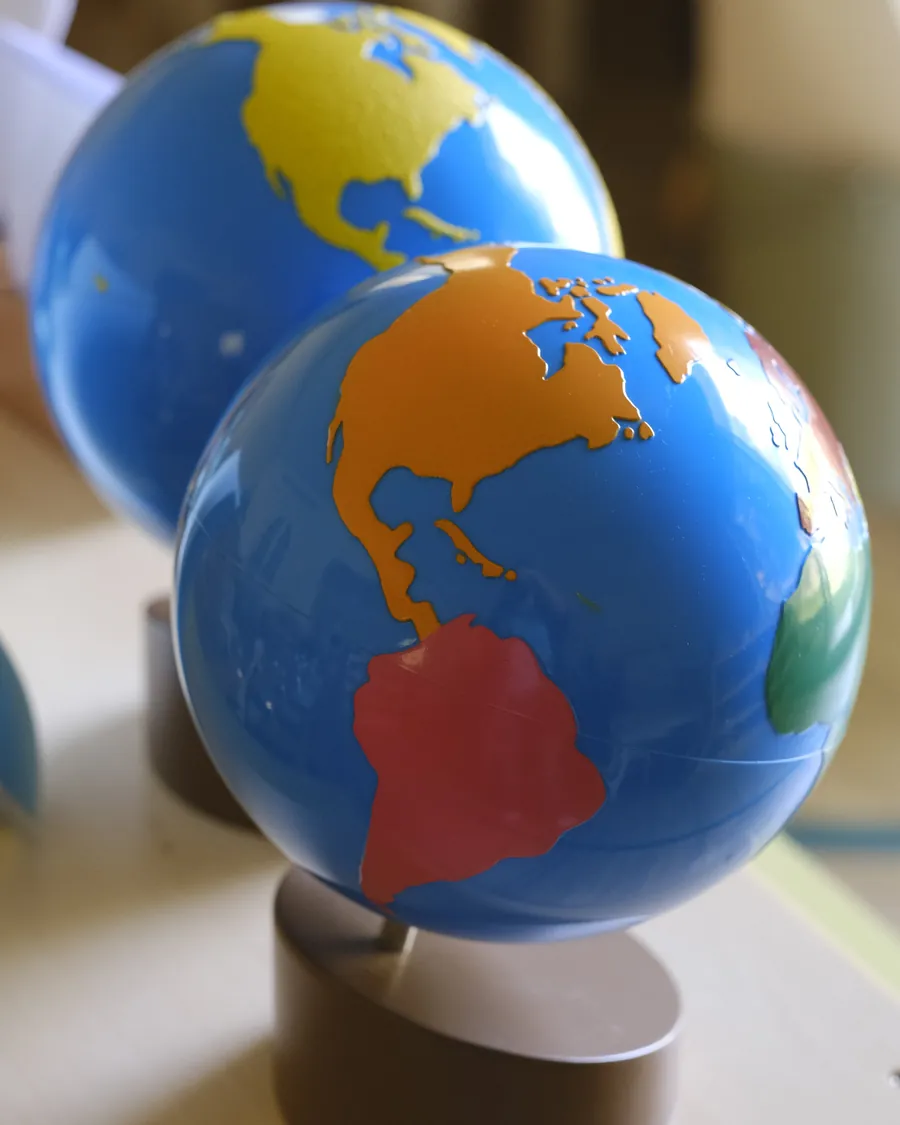 Montessori continent globes for exploring geography