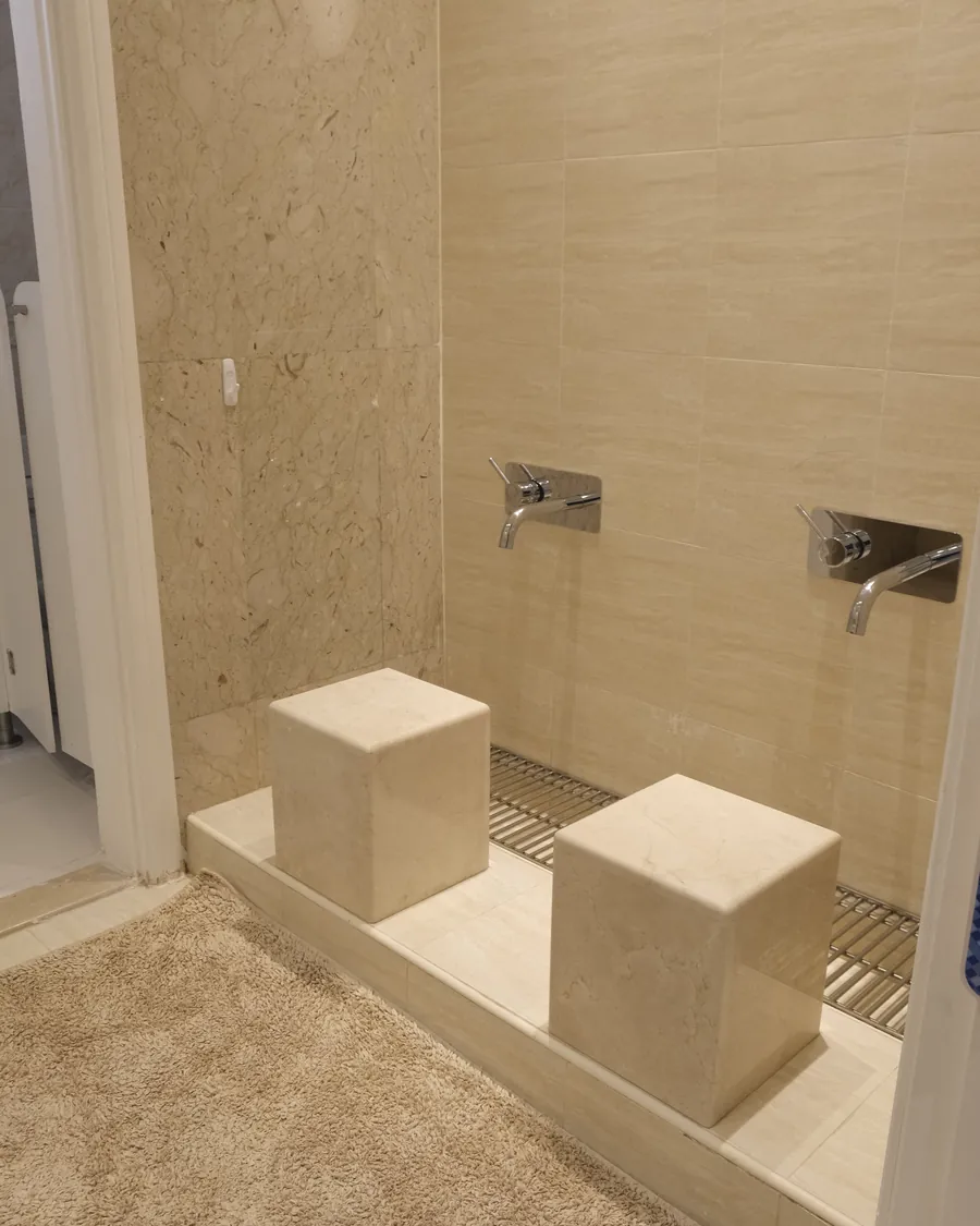 A child-sized ablution area for wudu before prayer